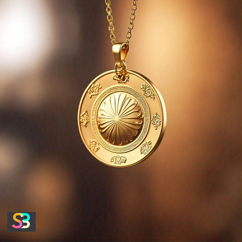 Double-Layered Gold Disc Pendant with Contrasting Textures