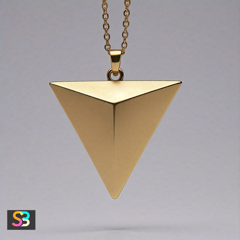 Geometric Triangle Gold Pendant with a Matte Finish