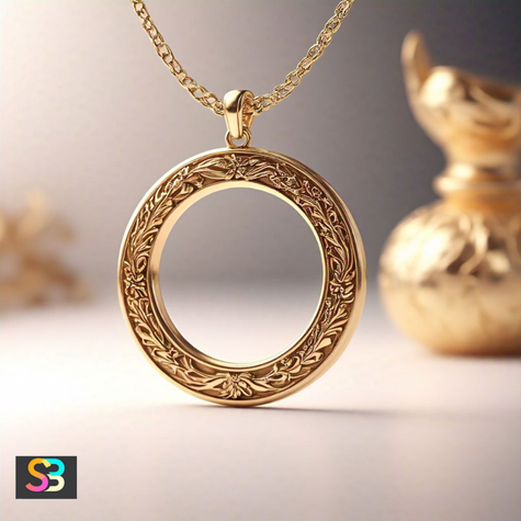 Open Circle Gold Pendant with Subtle Engraving