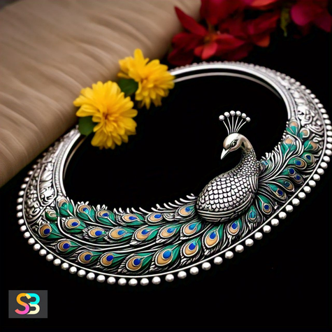 Peacock design silver kamarbandh