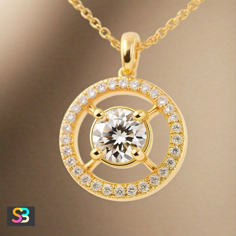 Solitaire Gold Pendant with a Round Diamond Centerpiece