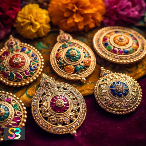 Floral gold nath designs
