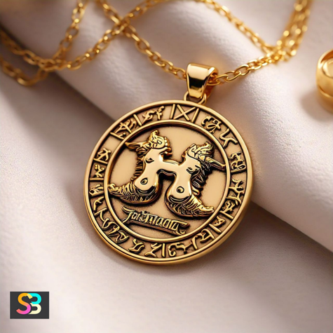 Zodiac Sign Gold Pendant with Personalized Engraving