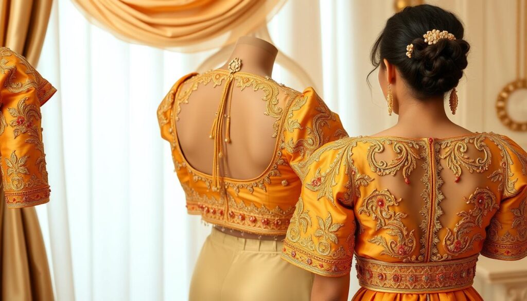 Fashionable Golden Blouse Designs to Elevate Your Style